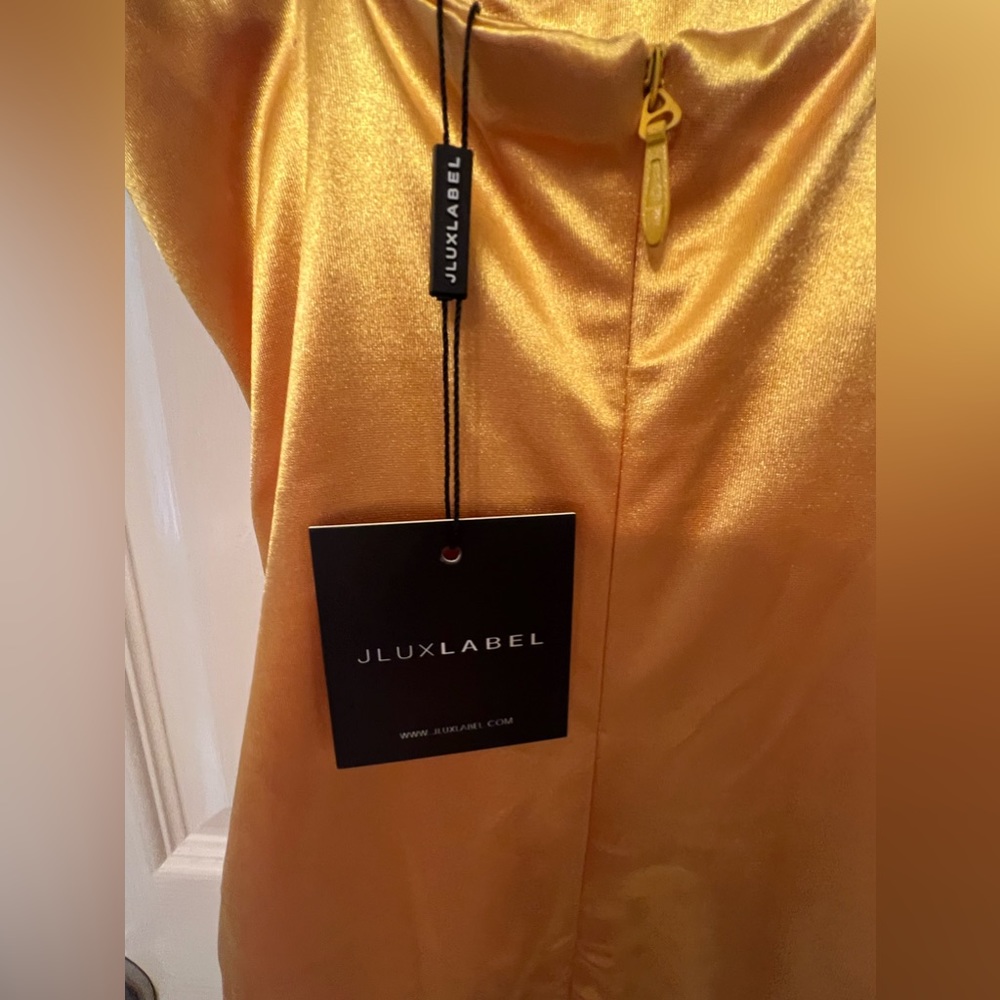 NWT JLUXLABEL sold out yellow satin Aldis dress, size S and M available. - Picture 6 of 13